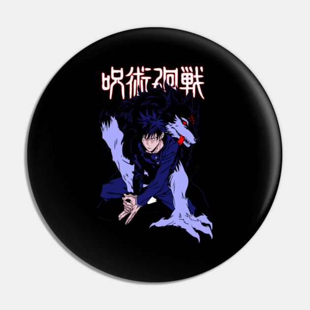 Jujutsu Kaisen Megumi Black Dog Summon Pin by Otaku Vibes