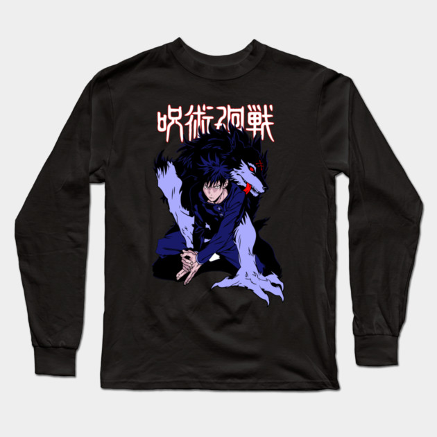 Jujutsu Kaisen Megumi Black Dog Summon Long Sleeve T-Shirt by Otaku Vibes