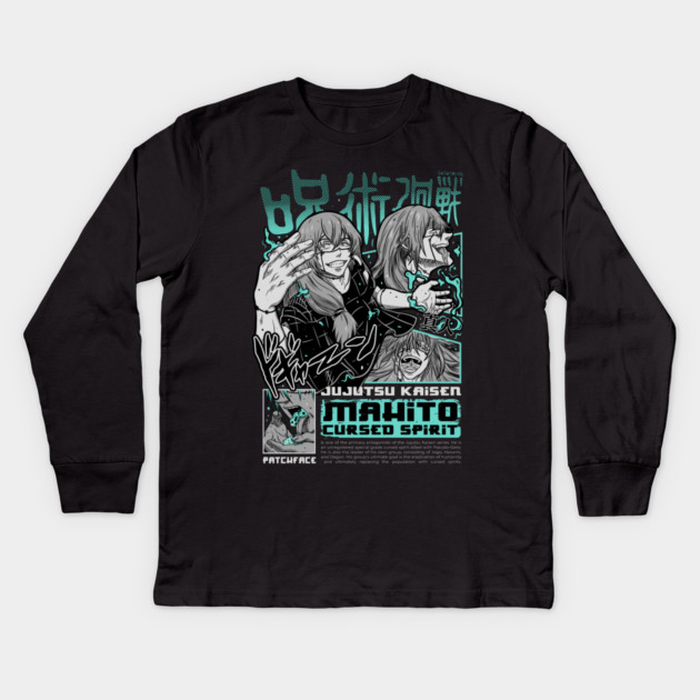 Jujutsu Kaisen Mahito Creeping Smile Art Kids Long Sleeve T-Shirt by Otaku Vibes