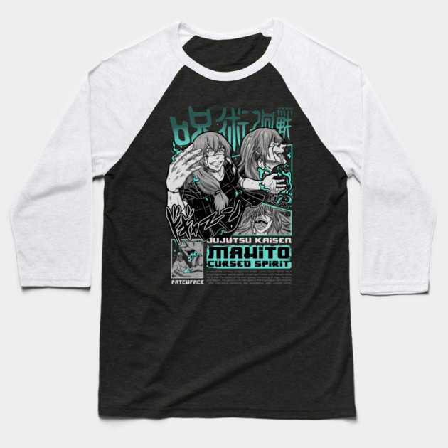 Jujutsu Kaisen Mahito Creeping Smile Art Baseball T-Shirt by Otaku Vibes