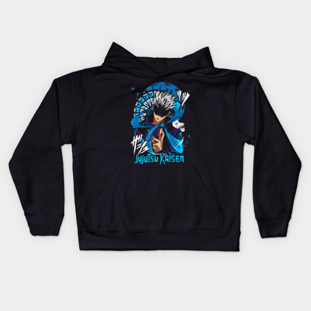 Jujutsu Kaisen Gojo Blue Glow Aura Art Kids Hoodie by Otaku Vibes