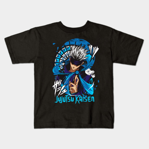 Jujutsu Kaisen Gojo Blue Glow Aura Art Kids T-Shirt by Otaku Vibes
