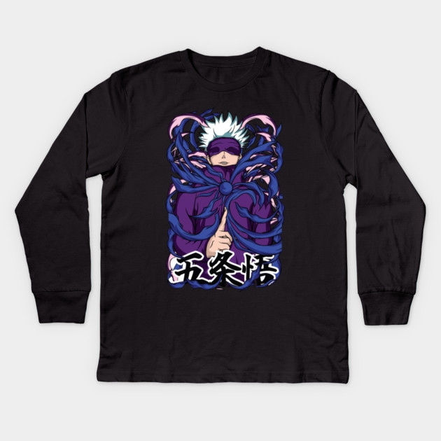 Jujutsu Kaisen Gojo Purple Glow Aura Art Kids Long Sleeve T-Shirt by Otaku Vibes