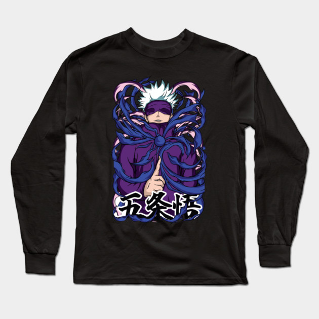 Jujutsu Kaisen Gojo Purple Glow Aura Art Long Sleeve T-Shirt by Otaku Vibes