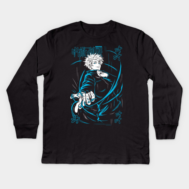 Satoru Gojo Spiritual Energy - Jujutsu Kaisen Kids Long Sleeve T-Shirt by Otaku Vibes