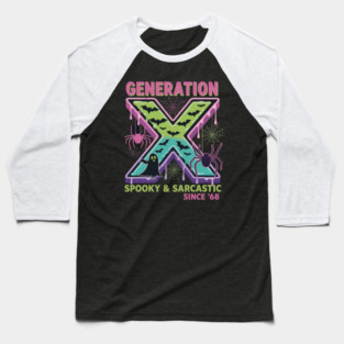 Gen X Halloween Spooky Sarcastic Since 1968 Gen Xer Baseball T-Shirt