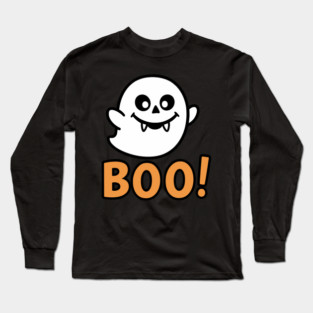 Vampire Ghost BOO Cute Spooky Halloween Long Sleeve T-Shirt