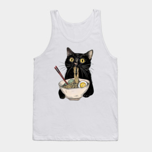Black Cat Eating Ramen Tank Top