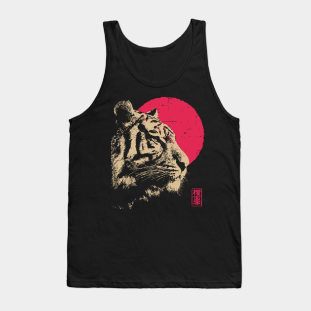 Red Sun Tiger - Japanese Ukiyo-e Style Tank Top by TuncGK