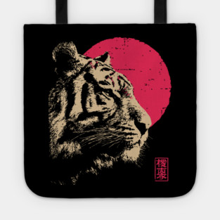 Red Sun Tiger - Japanese Ukiyo-e Style Tote