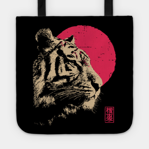 Red Sun Tiger - Japanese Ukiyo-e Style Tote by TuncGK