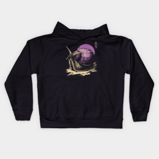 Zen Garden Purple Snail - Japanese Ukiyo-e Style Kids Hoodie