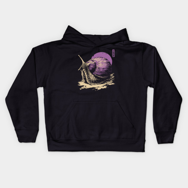 Zen Garden Purple Snail - Japanese Ukiyo-e Style Kids Hoodie by TuncGK