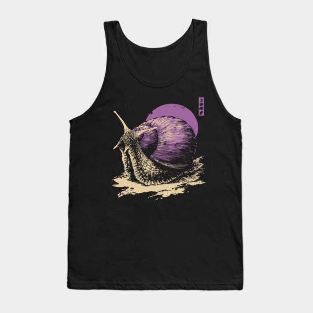 Zen Garden Purple Snail - Japanese Ukiyo-e Style Tank Top by TuncGK