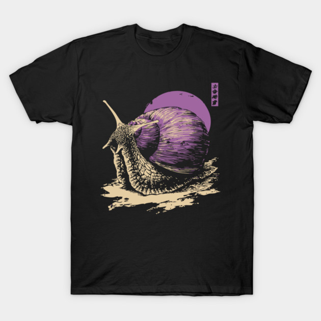 Zen Garden Purple Snail - Japanese Ukiyo-e Style T-Shirt by TuncGK