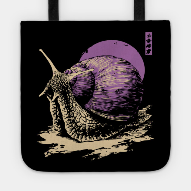 Zen Garden Purple Snail - Japanese Ukiyo-e Style Tote by TuncGK