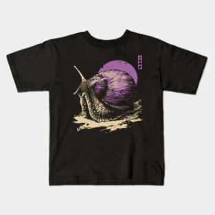 Zen Garden Purple Snail - Japanese Ukiyo-e Style Kids T-Shirt