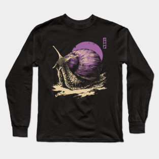 Zen Garden Purple Snail - Japanese Ukiyo-e Style Long Sleeve T-Shirt