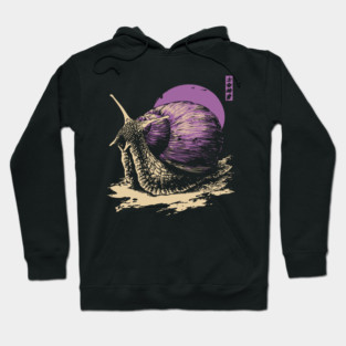 Zen Garden Purple Snail - Japanese Ukiyo-e Style Hoodie