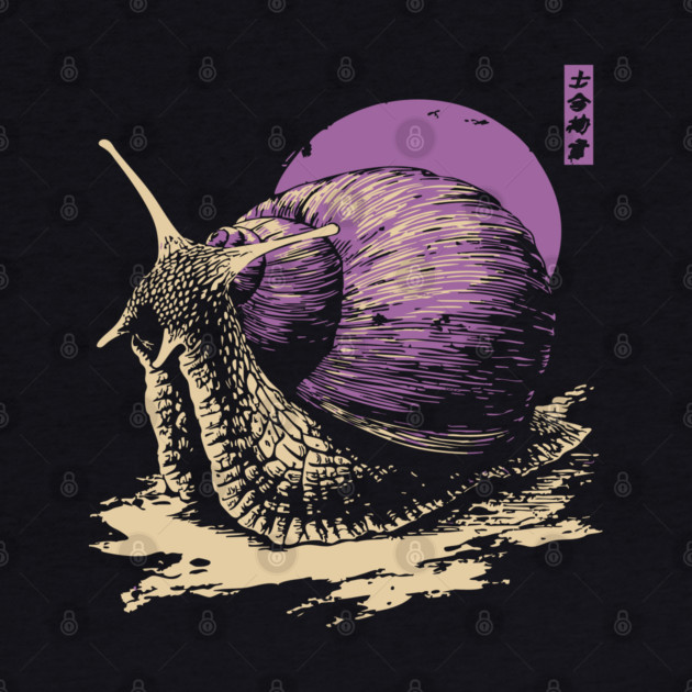 Zen Garden Purple Snail - Japanese Ukiyo-e Style by TuncGK