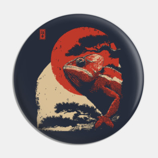 Ukiyo-e Chameleon - Japanese Retro Reptile Art Pin
