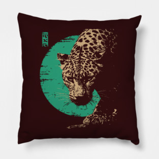 Retro Lynx Art - Japanese Style Wild Cat Pillow