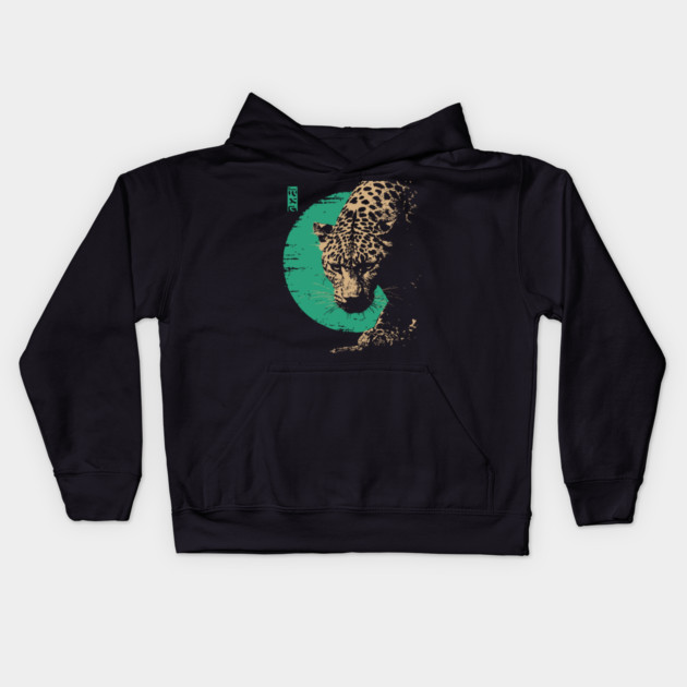 Retro Lynx Art - Japanese Style Wild Cat Kids Hoodie by TuncGK