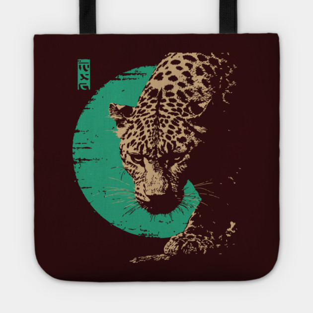Retro Lynx Art - Japanese Style Wild Cat Tote by TuncGK