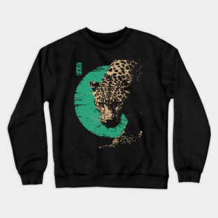 Retro Lynx Art - Japanese Style Wild Cat Crewneck Sweatshirt