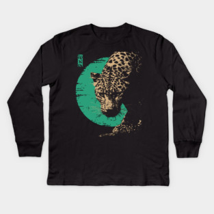 Retro Lynx Art - Japanese Style Wild Cat Kids Long Sleeve T-Shirt