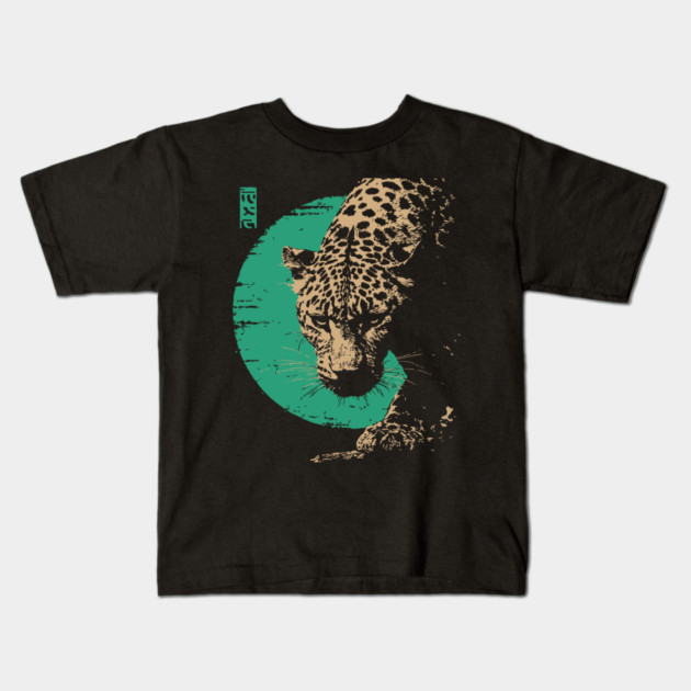 Retro Lynx Art - Japanese Style Wild Cat Kids T-Shirt by TuncGK
