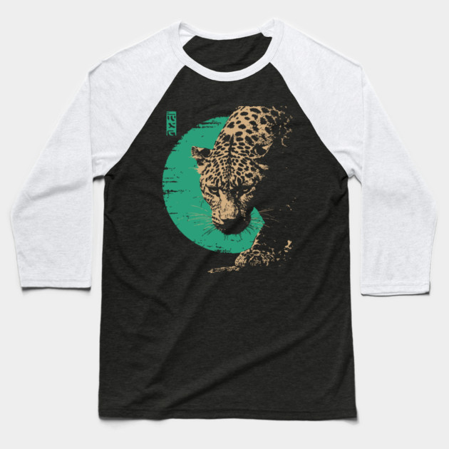 Retro Lynx Art - Japanese Style Wild Cat Baseball T-Shirt by TuncGK