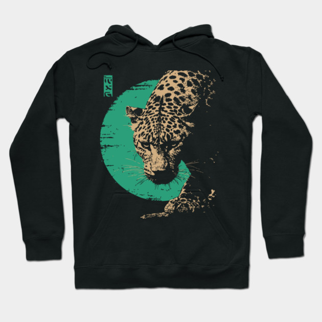 Retro Lynx Art - Japanese Style Wild Cat Hoodie by TuncGK