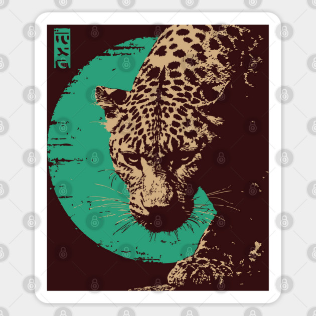 Retro Lynx Art - Japanese Style Wild Cat Sticker by TuncGK
