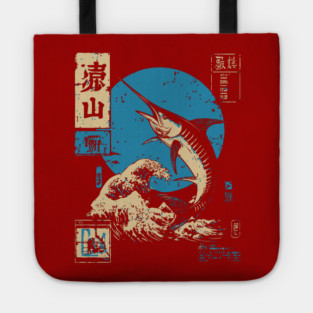 Japanese Wave Marlin - Ukiyo-e Fishing Art Tote