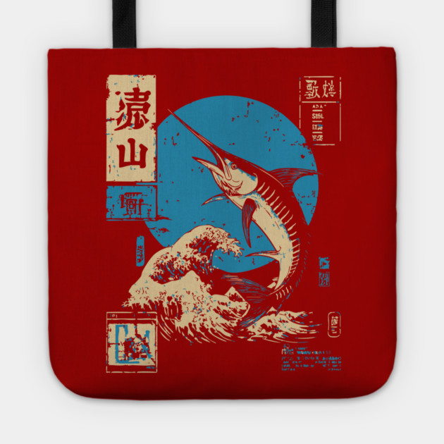 Japanese Wave Marlin - Ukiyo-e Fishing Art Tote by TuncGK