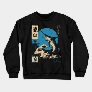 Japanese Wave Marlin - Ukiyo-e Fishing Art Crewneck Sweatshirt