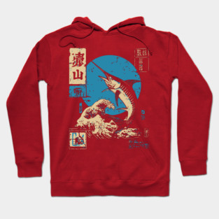 Japanese Wave Marlin - Ukiyo-e Fishing Art Hoodie