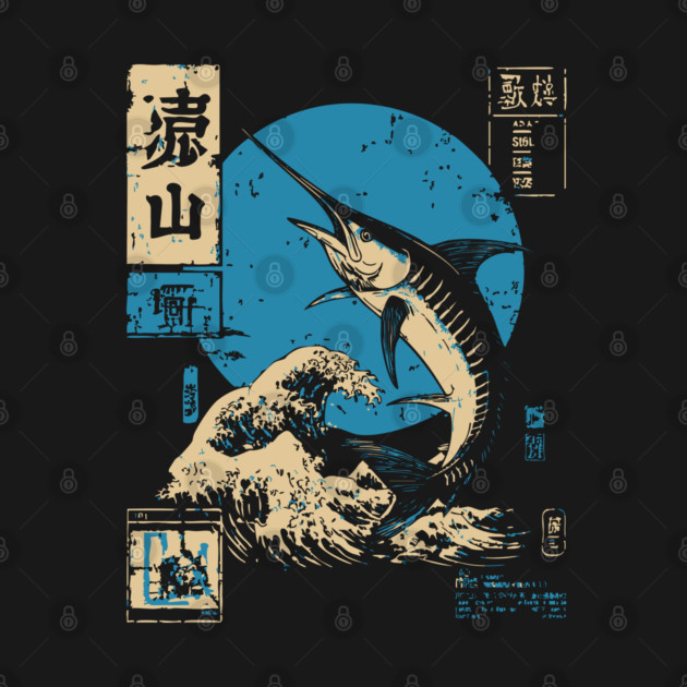 Japanese Wave Marlin - Ukiyo-e Fishing Art by TuncGK