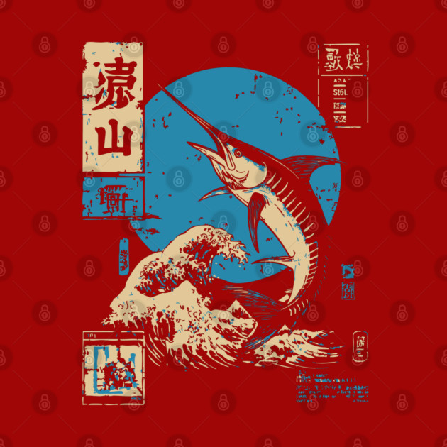 Japanese Wave Marlin - Ukiyo-e Fishing Art by TuncGK