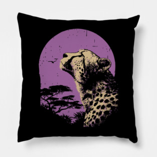 Retro Cheetah - Japanese Vaporwave Big Cat Pillow
