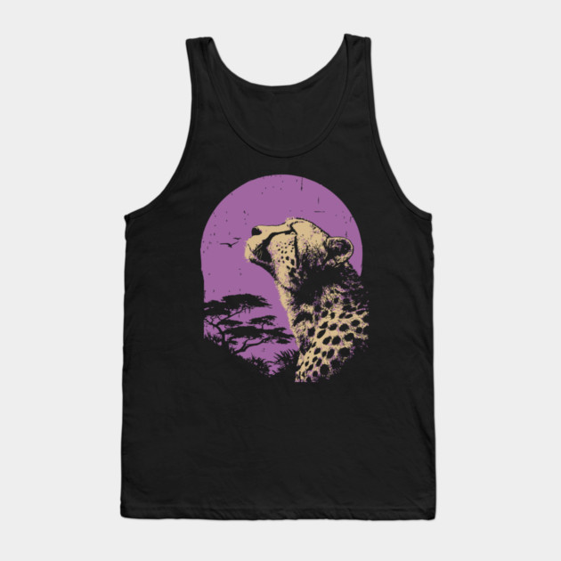 Retro Cheetah - Japanese Vaporwave Big Cat Tank Top by TuncGK