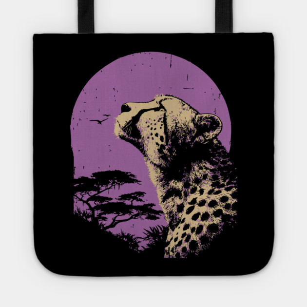 Retro Cheetah - Japanese Vaporwave Big Cat Tote by TuncGK