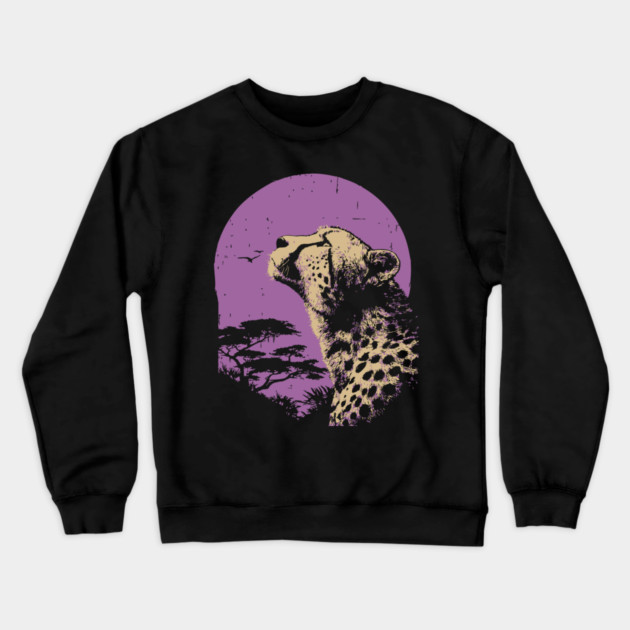 Retro Cheetah - Japanese Vaporwave Big Cat Crewneck Sweatshirt by TuncGK