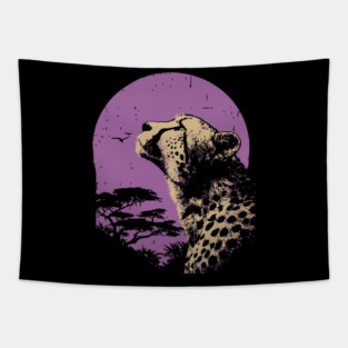 Retro Cheetah - Japanese Vaporwave Big Cat Tapestry