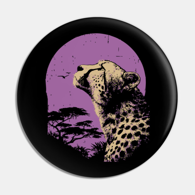Retro Cheetah - Japanese Vaporwave Big Cat Pin by TuncGK