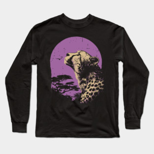 Retro Cheetah - Japanese Vaporwave Big Cat Long Sleeve T-Shirt