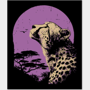 Retro Cheetah - Japanese Vaporwave Big Cat Posters and Art