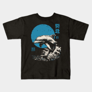 Retro Dolphin - 90s Style Japanese Wave Art Kids T-Shirt