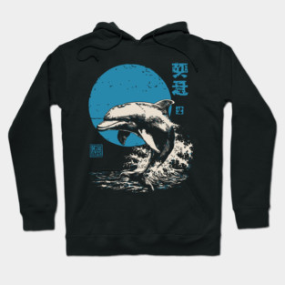 Retro Dolphin - 90s Style Japanese Wave Art Hoodie